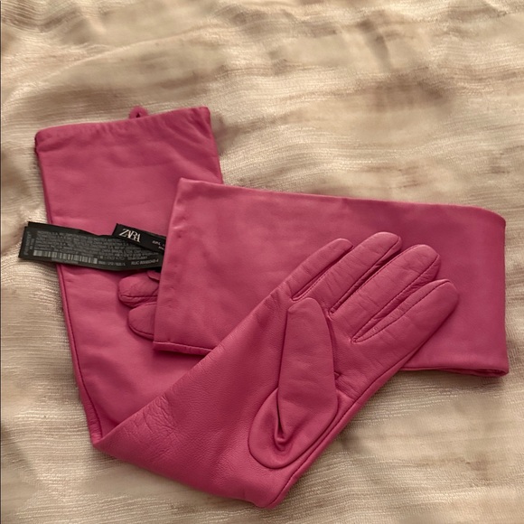 Zara Vibrant Pink Leather Gloves - Picture 2 of 3